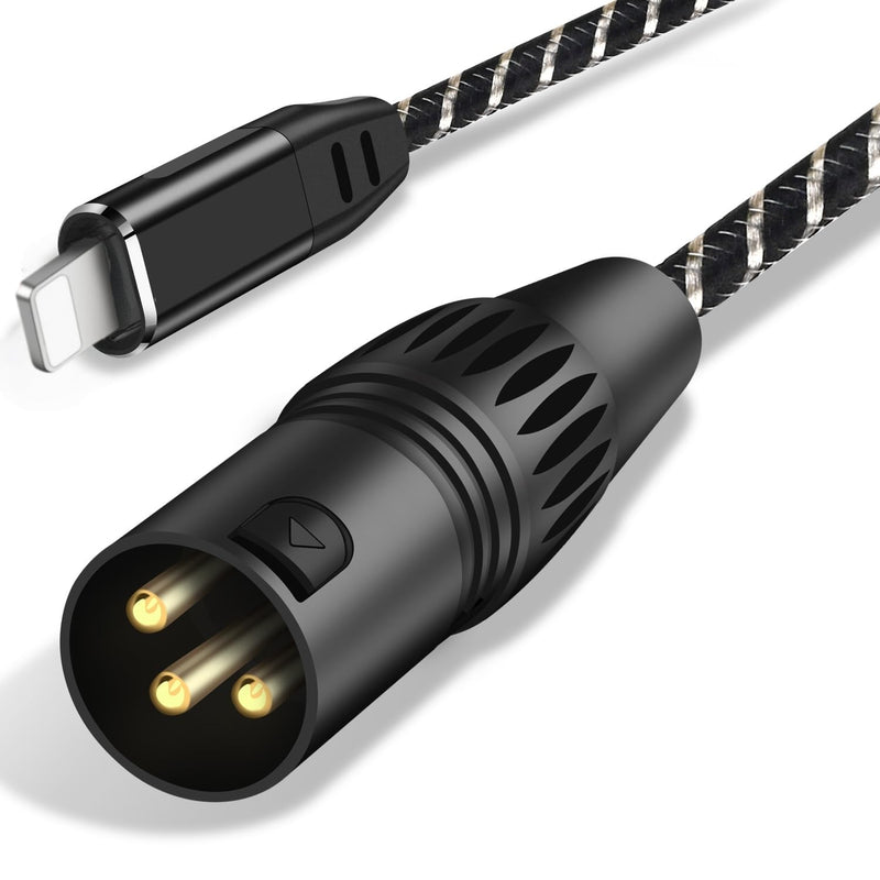 Lightn ing to XLR Male Output Audio Cable, i Phone to XLR Audio Stereo Cable for Speaker, Amplifier, Mixer Console, Compatible with i Phone 14/13/12/11 Series, Not Support Microphone, 6.6Feet Black 6.6FT
