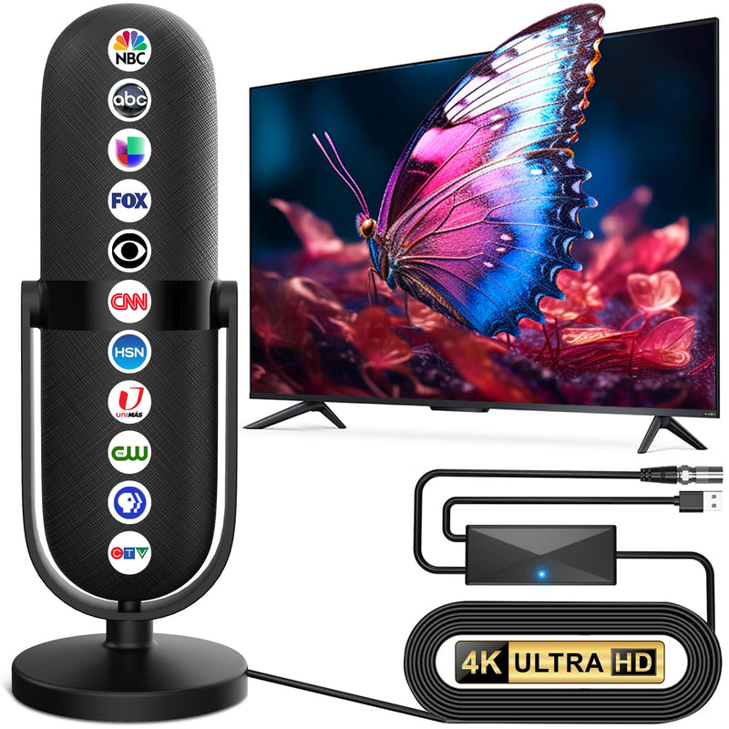 2026 TV Antenna Indoor,TV Antenna for Smart TV with 360° Signal Booster Reception,Digital Antennas 3500+ Miles Long Range Support 8K 4K 1080p TVs,Portable HD Antenna for Local Channels-25ft Coax Cable Black