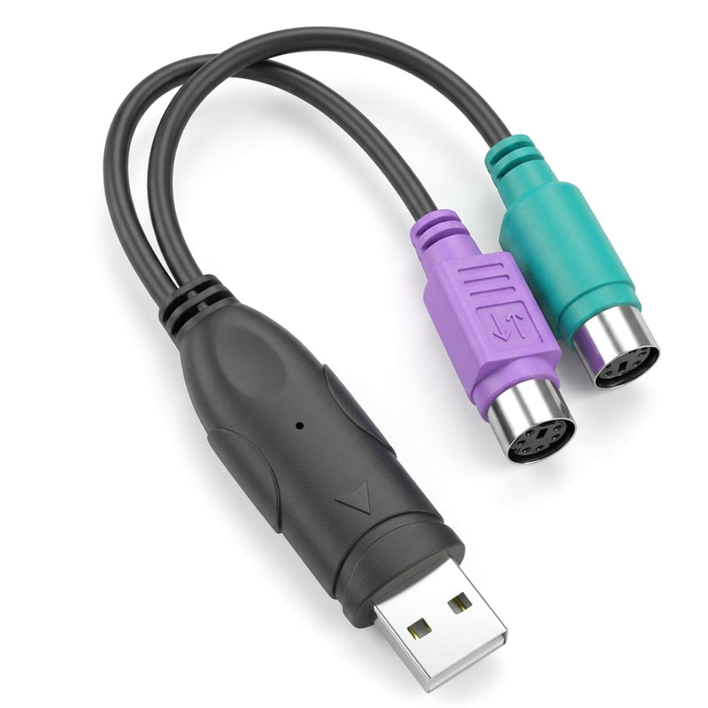 PS2 to USB Adapter PS/2 to USB Adapter Converter | Passive USB to PS2 Adapter for PC Laptop USB Male to Dual PS/2(Mini-DIN 6-pin) Female Cable for Keyboard and Mouse