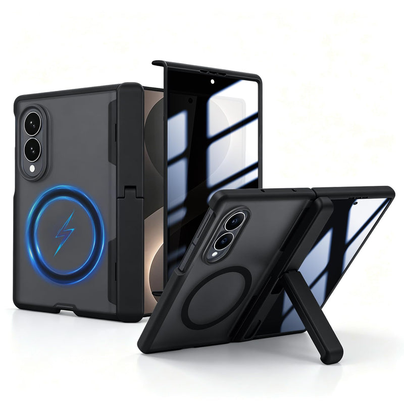 for Samsung Galaxy Z Fold 8 Wide Case with Invisible Kickstand | Privacy Screen Protector Full Body Hinge Protection Compatible with MagSafe Slim Magnetic Case for fold 8 Black