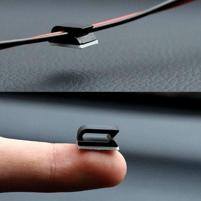 100 Pcs Self-Adhesive Car Wire Clip, GPS Data Cable Cord Fixed Organizer, Decorative Wire Management Harness Clamp for Auto Interior (10Pcs) 10Pcs