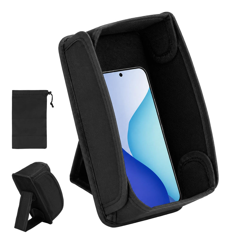 BOXOB Phone Sun Shade Protector, Including Storage Bag & Strap (Black) | Foldable Cell Phone Sun Shade Sunshade Nylon Polyester Sun Glare Shield Cover Protects for Outdoor Travel Accessories