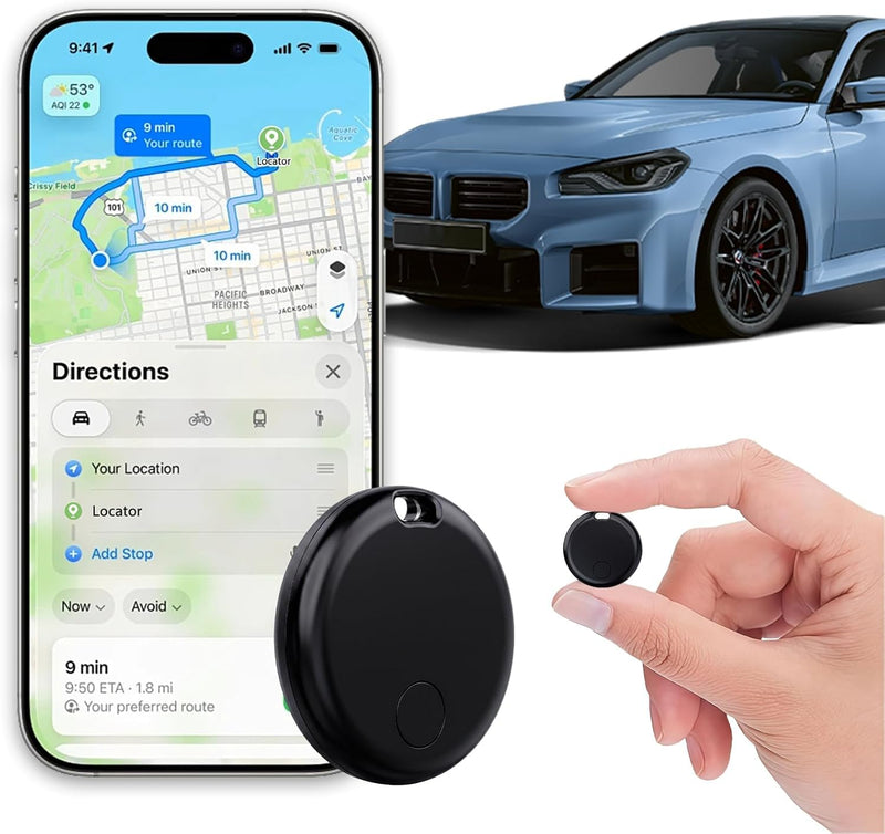Mini GPS Tracker for Vehicles - 2 Year Battery Life, Real-Time Hidden Car Tracking Device, No Subscription/No Monthly Fee, No SIM Card Required, for Children, Pets, Dogs, Trucks (Android & iOS) black