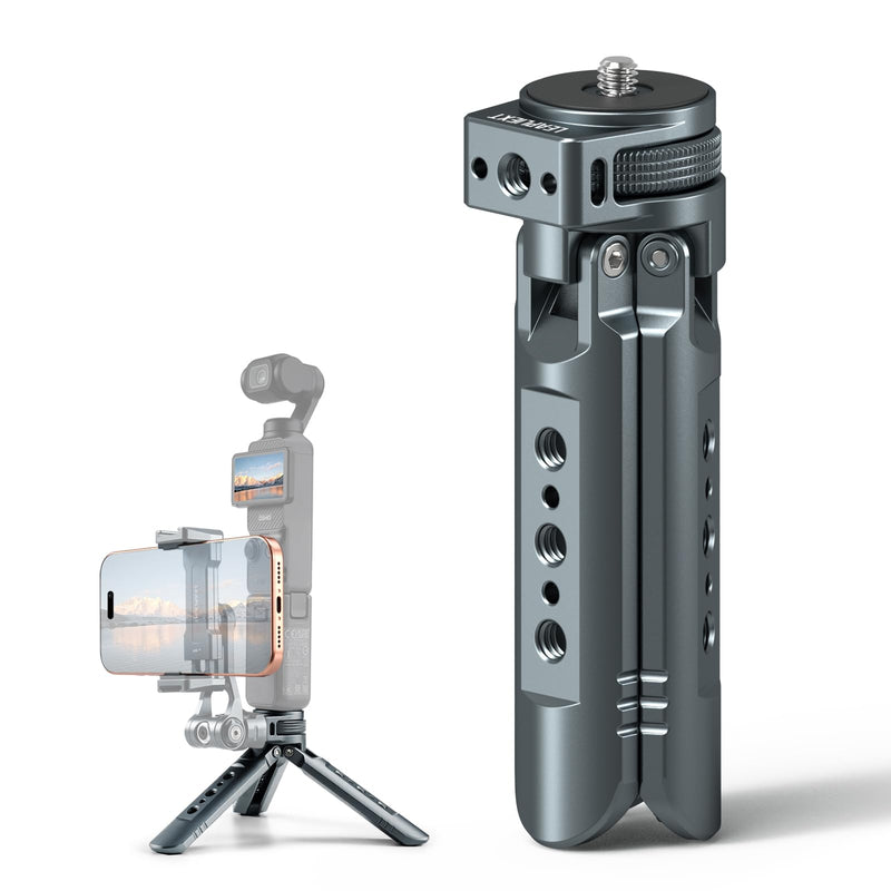 Mini Metal Tripod, Compact Camera Grip, Compatible with DJI Osmo Pocket 3/Pocket 4 and Insta360 Luna Ultra Cameras, for Desktop Setup and Handheld Recording, Load Capacity: 25 kg / 55 lbs