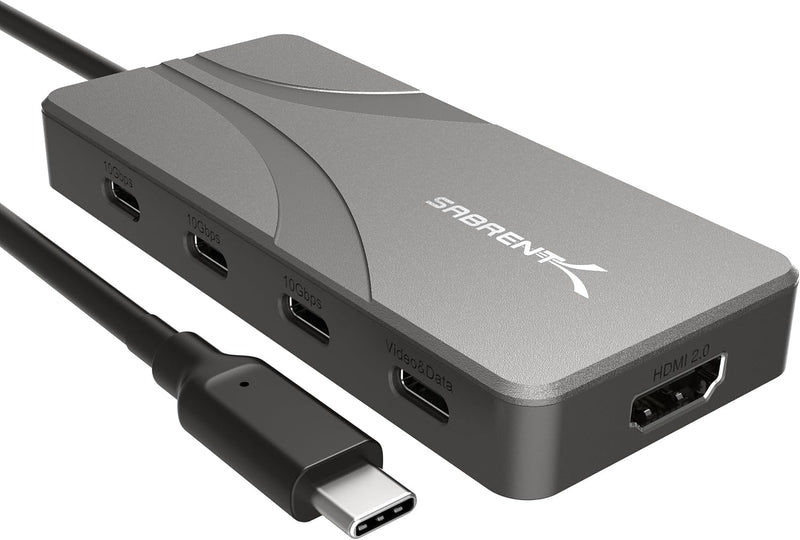 SABRENT OMNIPORT 7D USB-C Dock, Dual 4K HDMI, 100W PD (HB-UC7D) | Dual-monitor 4K@60Hz HDMI + USB-C video; 4x 10Gbps USB-C; 100W PD; MacBook, Steam Deck