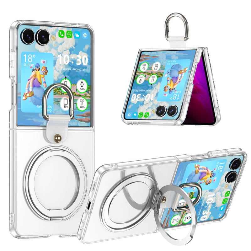 Clear Z Flip 8 Case with Ring 360 Kickstand Hinge Protection for Samsung Flip 8 Case Protective Cover for Galaxy Z Flip 8 5G (2026) - Clear