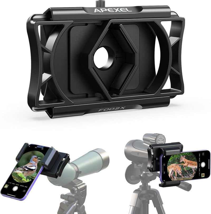 Telescope Phone Adapter, Upgraded Rotatable 360° Binocular Photo Adapter for Android & iPhone,Smartphone Holder Mount for Telescope,Monocular,Binocular,Spotting Scope,Microscope with Bluetooth Shutter
