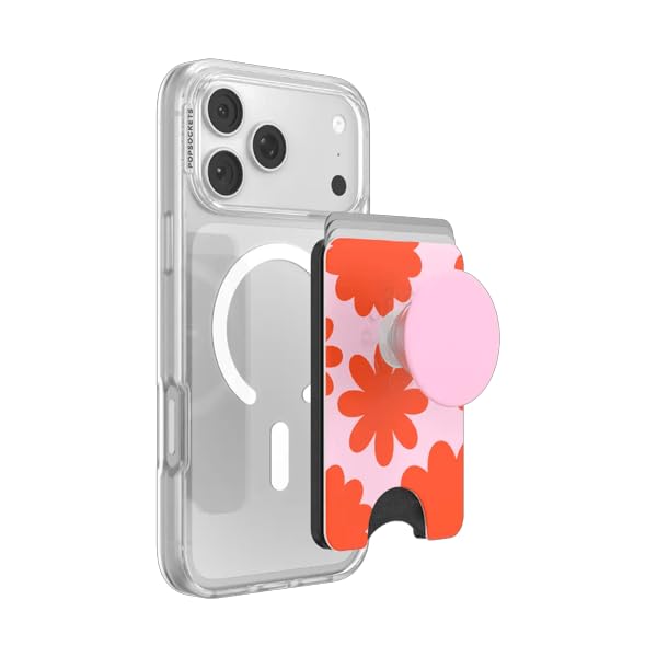 PopSockets Phone Wallet for MagSafe, Phone Card Holder with Grip, Flower - Mirror Floating Florals