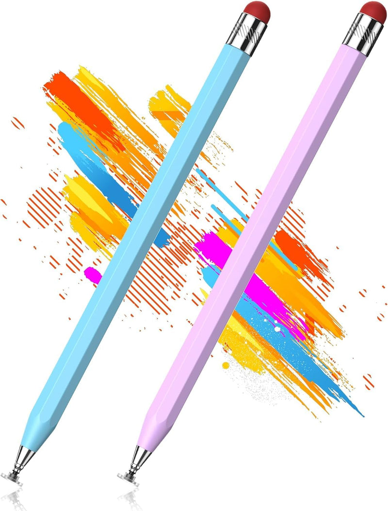 Stylus(2-Pack),Stylus Pen for Touchscreen,High Sensitivity & Precision | Universal Stylus,2-in-1 Tip,Touch Screens of iPhone/iPad/Switch/Android Tablets（Blue & Light Purple） Blue/Purple 2-in-1 Tip（2 Pcs ）