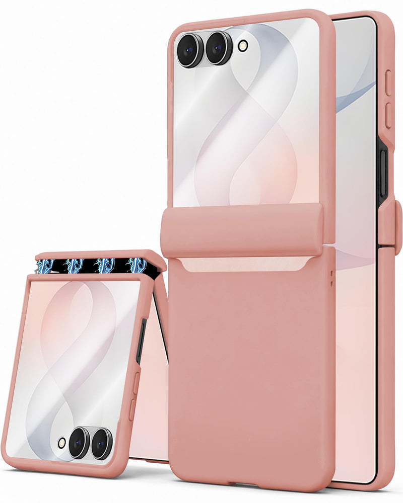 STORMTAL for Samsung Galaxy Z Flip 8 Case, Hinge Protection, Built-in Screen Protector, Wireless Charging, Shockproof, Slim Rugged Phone Protective Case for Galaxy Z Flip 8 Pink