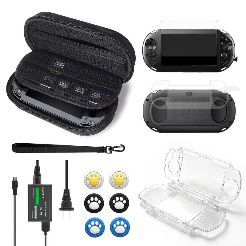 Accessories Kit for PS Vita 2000, Carrying Case for PSV Slim, Protective Case, Front and Back Screen Protectors, and 6Pcs Thumb Grip Caps for PS Vita Slim