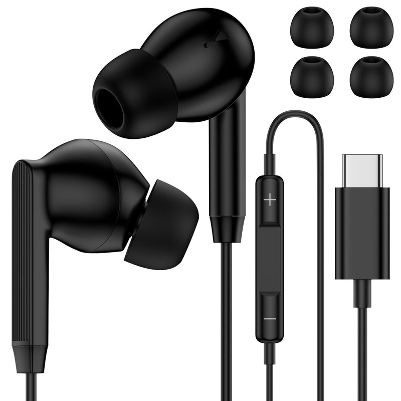 Samsung Wired Earbuds Ear Buds for Galaxy A17 A16 5G A06 A15 A57 A37 S26 | S26 Ultra S26 Plus S25 S24 S23 A56 A54 A36,USB C Headphones Earbuds in-Ear Type C Earphones Wired with Mic for iPhone Black
