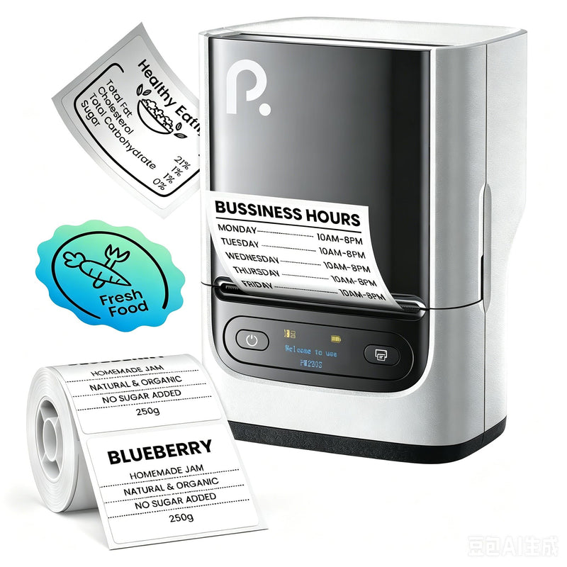 POLONO PM220S Label Maker Machine with Tape, Bluetooth Label Maker, Vanilla | Easy to use, Premium Prints, Inkless, Powerful Connectivity Label Printer with Smart APP for School, Office, Home, Business