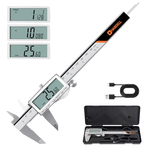 HARDELL Digital Caliper, 6" Rechargeable Calipers with Large LCD Screen