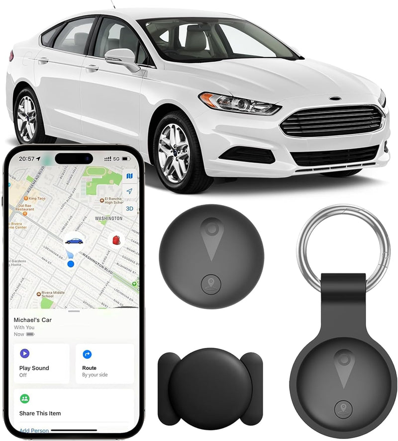 Nilone Undetectable GPS Tracker for Vehicles - Real-Time Tracking Device | No Monthly Fee/No SIM Card, Works with iOS Find My | Mini Hidden Magnetic GPS Locator, Ultra-Slim, IP68 Waterproof, Reliable Black