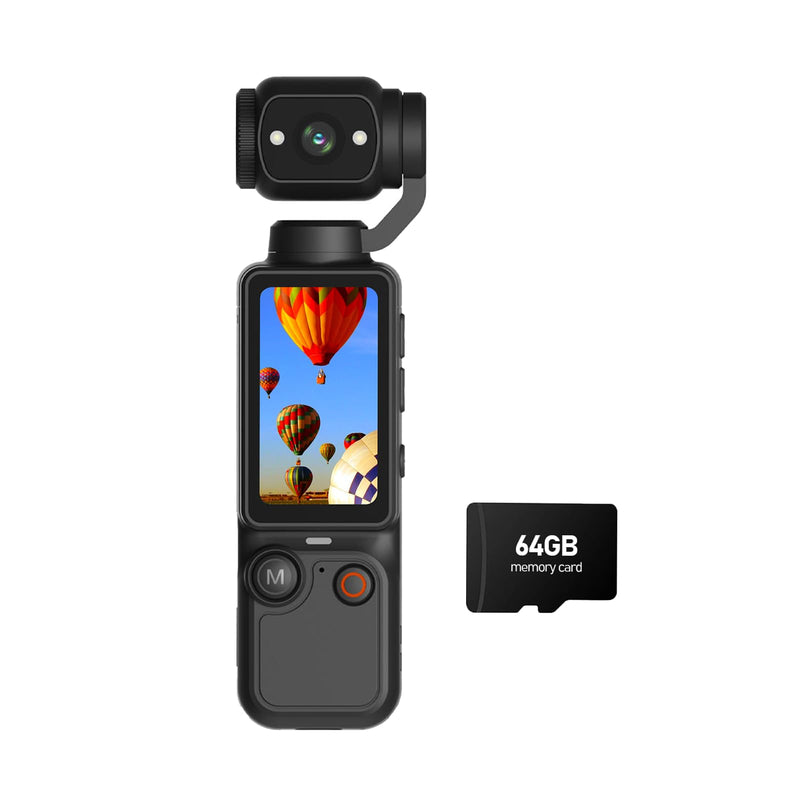 Molegar Mini Vlogging Camera Portable Handheld Video Camcorder with 180° Rotating Lens, 5MP HD Recording, 2000mAh Battery,64GB Card, One Button Recording Pocket Cam for Travel, Daily Life Black