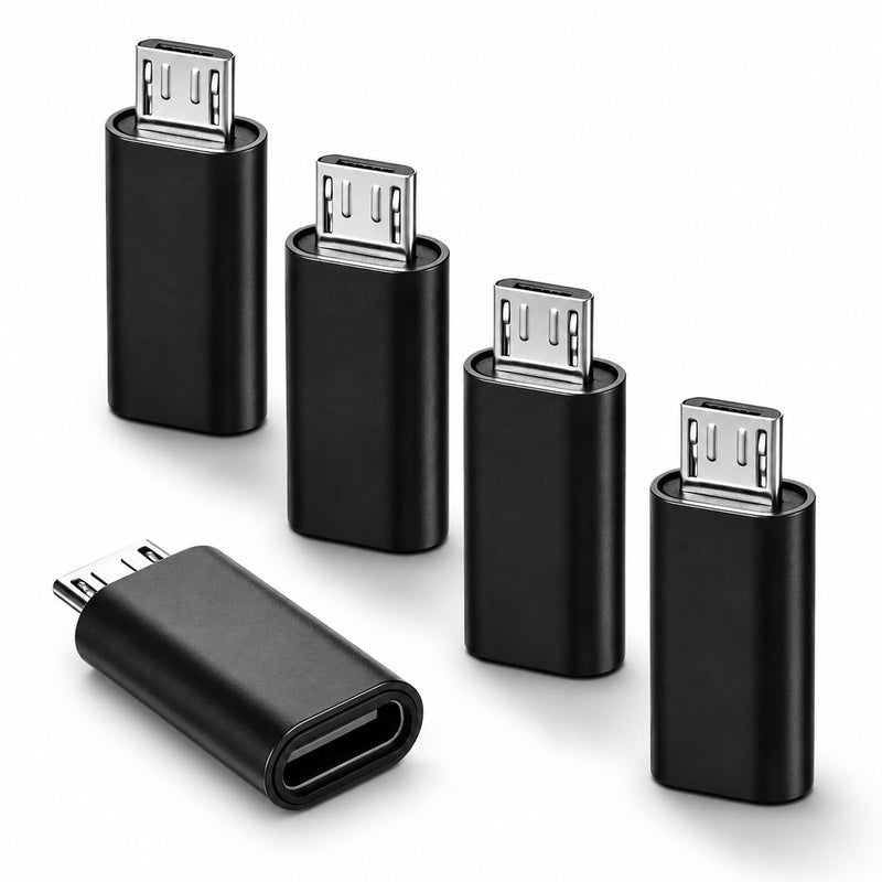 5-Pack USB-C Female to Micro USB Male Adapter | Aluminum Alloy, Supports Fast Charging and Data Sync