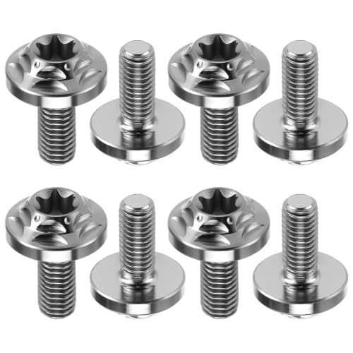 8 Pack Titanium Water Bottle Cage Bolts, M5x12mm, 6al/4v Ultra-Light 2g, Anti-Rust Bike Screws with T25 Wide Button Head for Road MTB Gravel Cycling Bottle Cage Mount Upgrade Hardware