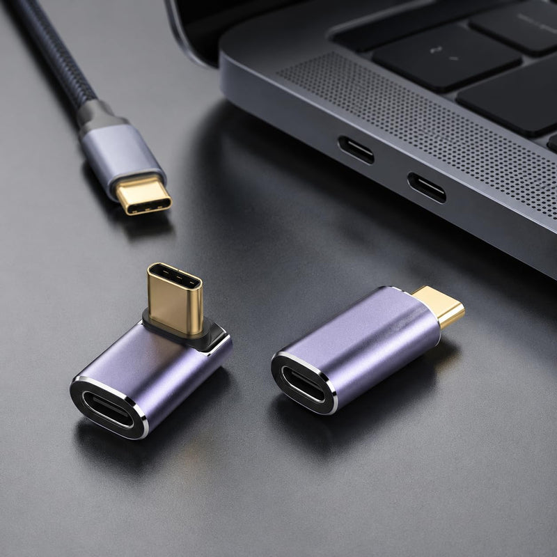 2 Pack Left Right 90 Degree USB C Adapter Thunderbolt 4 USB4 40Gbps 100W PD Fast Charging 8K Video L Shape Type C Extender Connector for Laptop Phone VR
