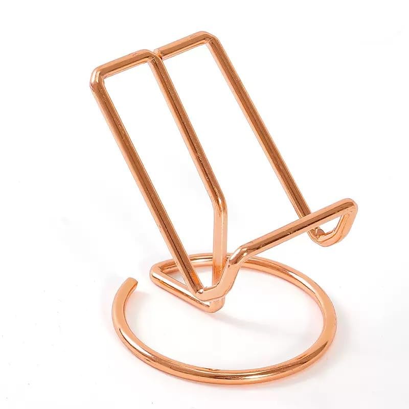 Portable, Adjustable Tablet Stand Base; Metal Reclining Desktop Phone Holder; Ideal for Bedroom Desks (Rose Gold) rose gold