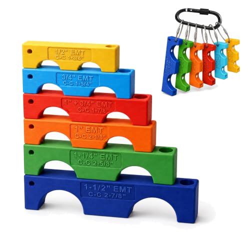 6 Piece Magnetic EMT Conduit Spacer Set, Color-Coded Electrical Conduit Spacers for 1/2, 3/4, 1, 1-1/4, 1-1/2 in EMT tools, Electrician Tools for Pipe Spacing and stud spacer framing