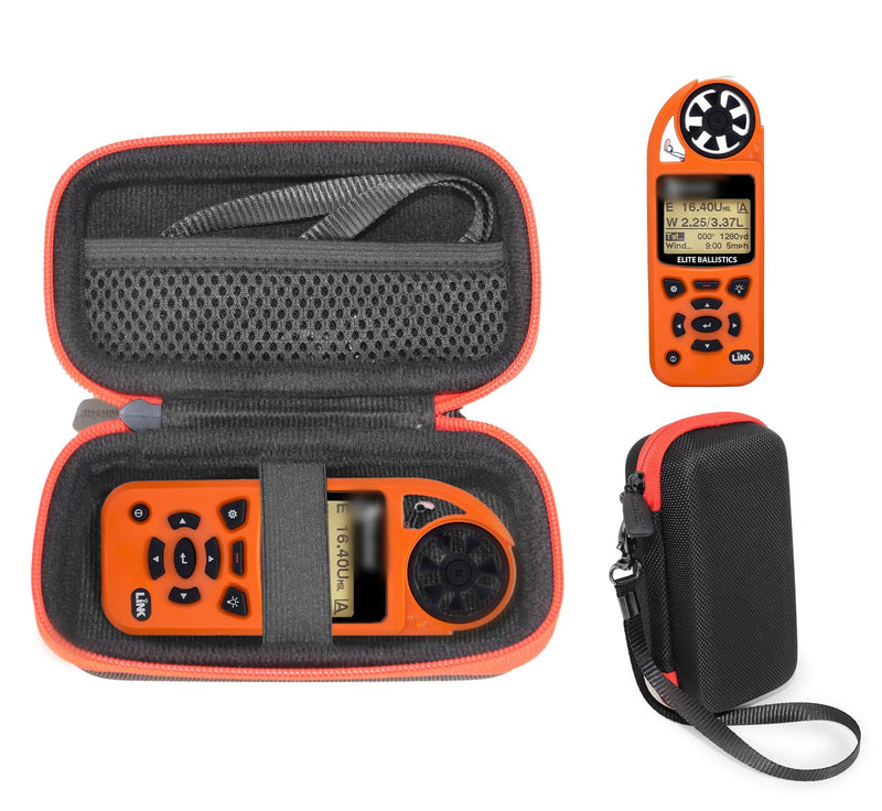 Case for Kestrel Meters Like 5700X Elite, 5700 Balllistics, 5500, 5500FW, 5400, 5400 AG/FW, 5200, 5100, 3500 FW/AG Black with orange zip