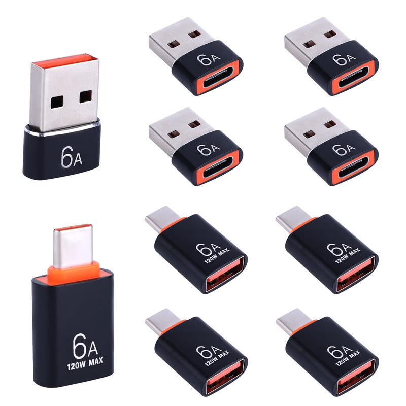 10pcs USB to USB C Adapter, USB A to C OTG Converter (Black) | Aluminum Alloy USB A to USB C Adapter Combo Pack Supports OTG Charging & Data Transfer for Devices