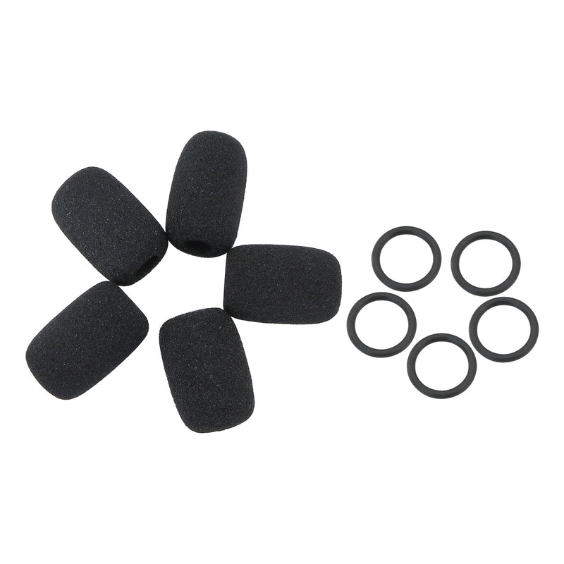 Headset Microphone Foam Covers Windscreen Replacement for Tactical Communication Headset Boom Mic (5 Pack & O-Rings)