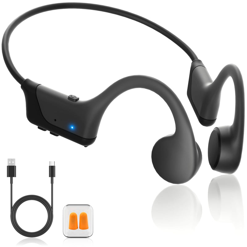 New Bone Conduction Open-Ear Headphones, Bluetooth 6.0, IPX5 Waterproof, 8H Playtime, Lightweight & Comfortable Sports Earphones for Running, Gym, Cycling, Workout, Sweatproof Wireless Headsets Black-Grey