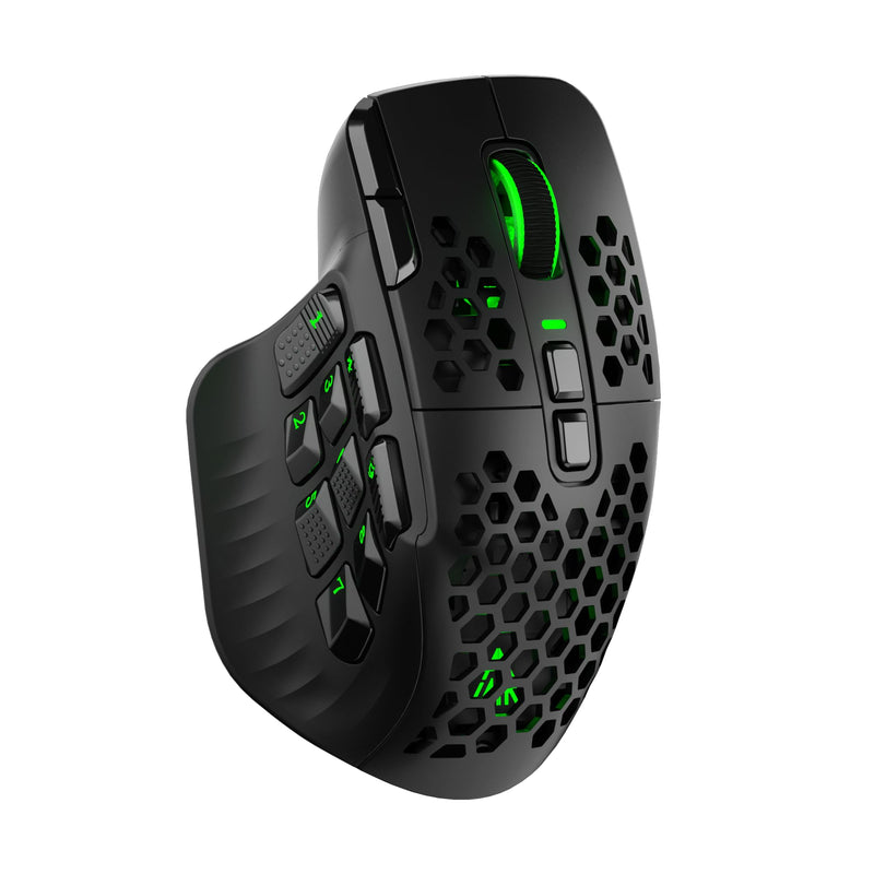 SOLAKAKA SM809 Pro Tri-Mode MMO Gaming Mouse, 16 Programmable Buttons with Interchangeable Magnetic Side Panels,PAW3311 24000 DPI Wireless Mouse, BT5.0/2.4G/Type C Wired PC Gaming Mice for Gamer,Black Black