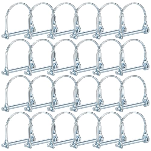 24 Pack Wire Lock Pins, 1/4 x 2 Inch D-Shape Heavy Duty Plated Hitch Pin