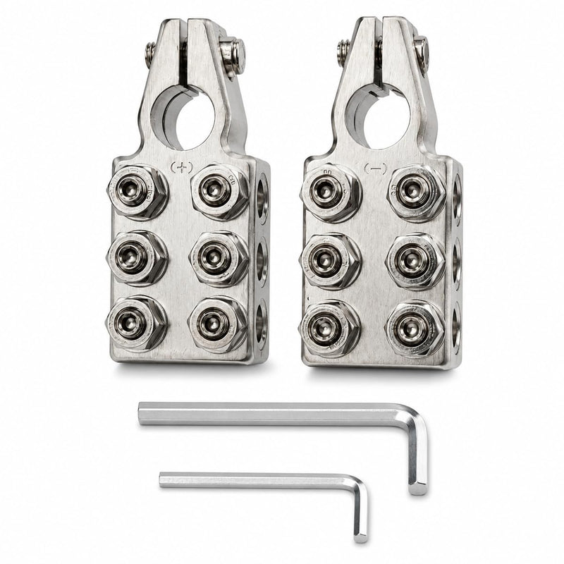 12-Way Battery Terminal Connectors, Car Positive & Negative Battery Terminal Clamps for Lead Acid, 8AWG up to 4/0(XL) AWG Terminals Connector for SAE/DIN/EN Tapered Top Post