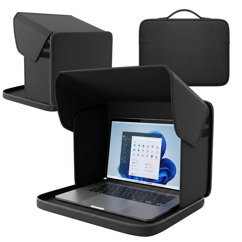 2-in-1 Laptop Bag, Laptop Sun Shade, Polyester Heat Insulated Waterproof Screen Hood, Portable Anti-Glare Laptop Protector for Outdoor Work, fits 13/14/15/16/17 inch notebooks