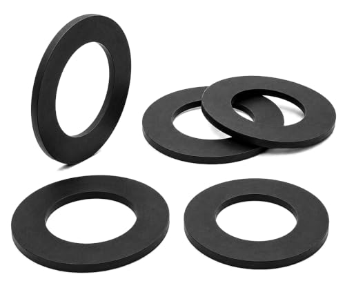 1-1/4" ID x 2-1/2" OD x 1/16" EPDM Rubber Flat Washers, 10 Pack, Non-Conductive, Vibration Isolation for HVAC, Electrical & Industrial Repair 10 Pack