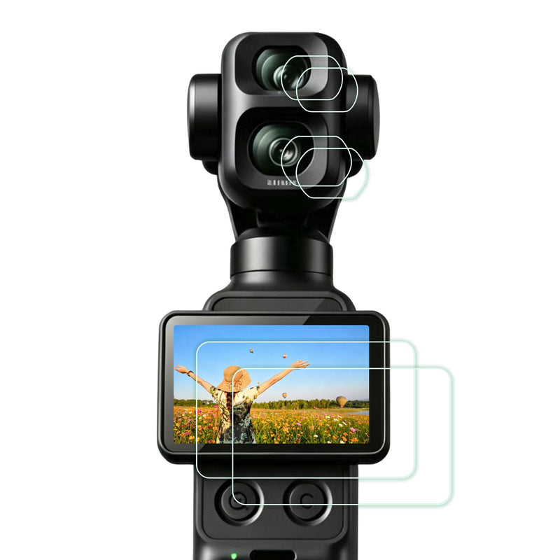PCTC (2 + 2 Pack) Screen Protector for DJI Osmo Pocket 4 Pro, Tempered Glass 9H Hardness, Ultra HD, Touch-Sensitive, Scratch-Resistant