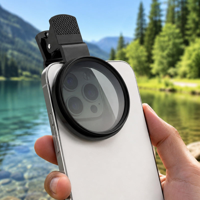 CPL Phone Polarizing Lens Filter, Rotating Camera Clip-On Lens for Reducing Glare on Water, Glass & Plants Photography