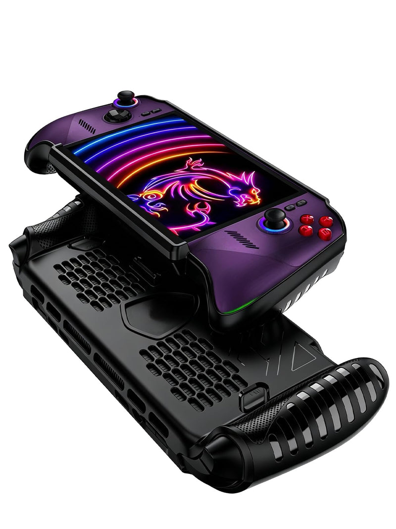 Fully Wrap TPU Soft Protective Case for MSI Claw 8 EX AI+ - Shockproof Protective Cover Compatible with MSI Claw 8 EX AI+ CG3EM Accessories,Stand Version.-Black