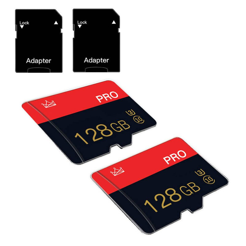 2 Pack 128GB Micro sd Card Class 10 Memory Card with Adapter High Speed TFCard for Tablet, Drone 128GB-2PACK