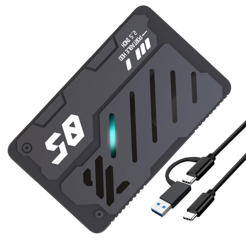 2.5" External Hard Drive Enclosure USB3.1 Type-C to SATA HDD Case | For 7/9.5mm SDD HDD Tool-Free with UASP External Hard Drive Case Compatible with WD Seagate, Samsung, Hitachi, TV, PS4 Xbox
