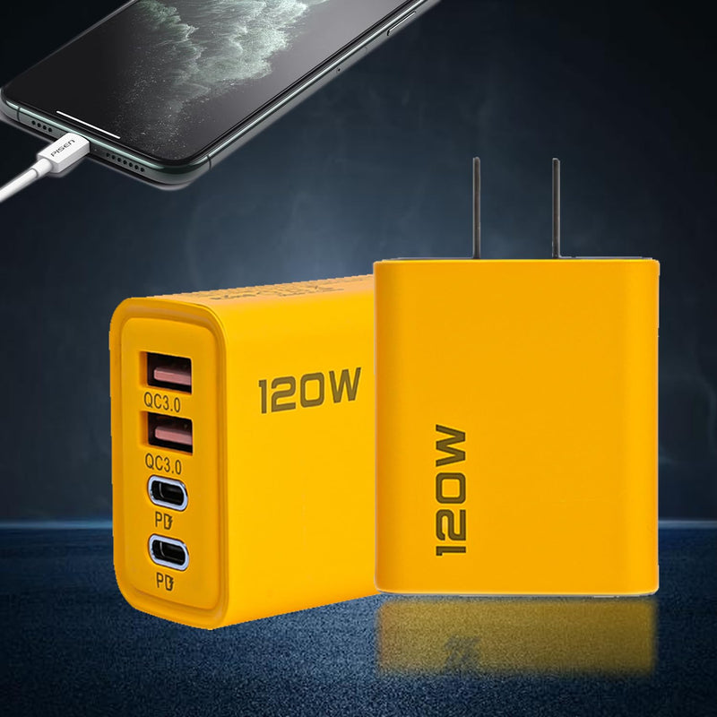 1pcs 120W Fast Charging 4 Ports Mobile Phone Charger Wall Adapter (US) US