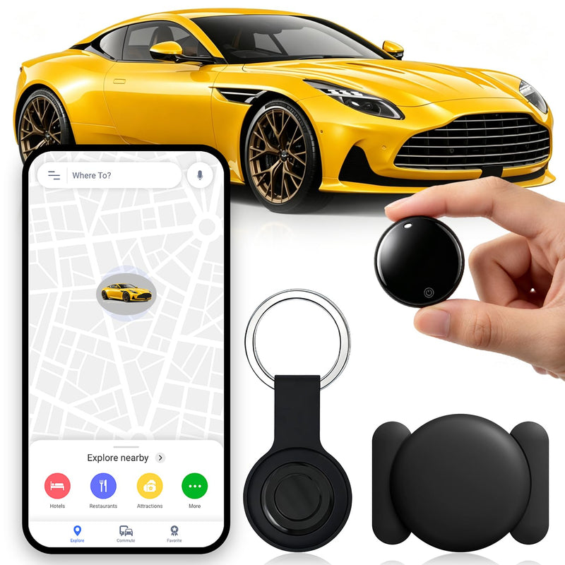 Mini GPS Tracker for Vehicles: Hidden Magnetic Car Tracker Device - No Subscription Fee - Works with Apple Find My & Android Find Hub - Real Time Auto Tracking Black
