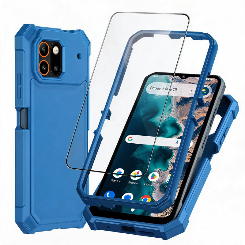 for ATT Trek Phone Case with Screen Protector Blue | Full Body Protection Front PC Back Soft Silicone Bumper,Heavy Duty Protection Shockproof Corner