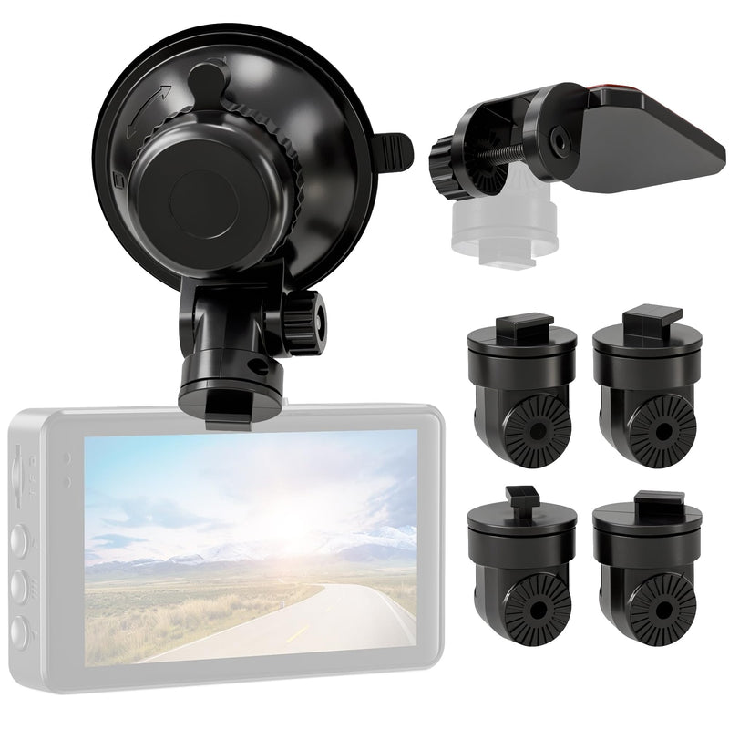 Mini Dash Cam Windshield Suction Cup Mount & Dashboard Adhesive Sticky Base | Dash Cam Mounting Holder Bracket for Apeman Ssontong Biuone iZEEKER Z-Edge Spade Nexar Seegar iiwey HaHoco, 4 Camera Joints