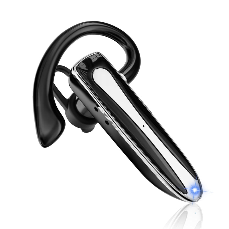 Bluetooth Earpiece V6.1, Wireless Handsfree Headset with Mic, CVC8.0 Noise Canceling for Calls Business Single-Ear Earphone, 24 Hrs Driving Headset for Android, iOS, Laptop, Office, Truck Driver Obsidian Black
