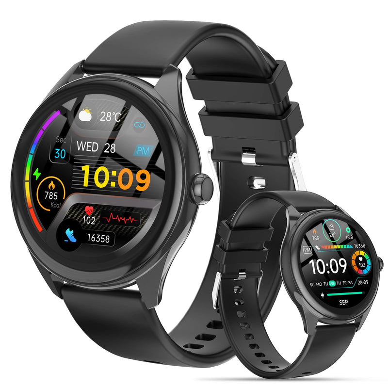 Smart Watch for Men, 1.39" HD Touchscreen Smartwatch with 120 Sports Modes, AI Voice Assistant, Heart Rate/Sleep Monitor, Bluetooth Call & Music Control Fitness Watch for iPhone/Android (Black) Black