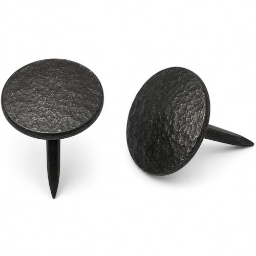 1.5”- ROUND HAMMERED Clavos Nails | Hand Forged Iron Black Decorative Hardware Doors Gates Beams Furniture Rustic Old World Farmhouse Accent (5) 5