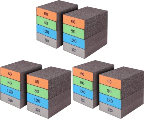 Romeda 24-Pack Sanding Sponge, Four Grits Per Pack 60/80/120/220, Washable and Reusable Handmade Sandpaper Block, Drywall Sandpaper Blocks for Wooden Drywall Sheetrock and Metal Glazing 60/80/120/220 Grits