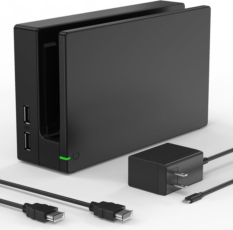 Dock Station for Switch/Switch OLED, Replacement 3-in-1 TV Dock Set with Original IC Module, AC Charger & High-Speed HDMI Cable for 1080P HD Output & Console Charging（Not Compatible with Switch 2）