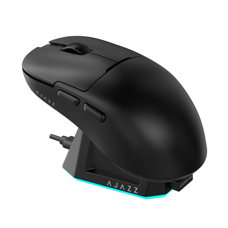 DAIDAI AJAZZ AJ159P MC Wireless Gaming Mouse, Equipped with PAW3311 Sensor, 12K DPI, 2.4G/USB-C/BT, 400 mAh Battery, Ultra-Light 56 g Design, RGB Backlight Effects, Compatible with PC and Mac, Black
