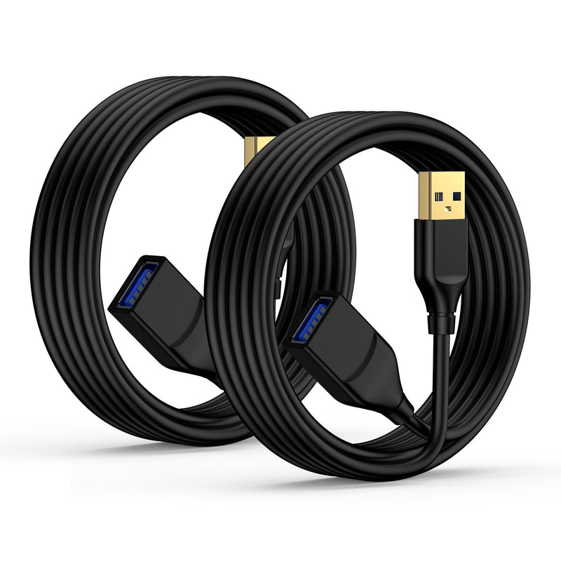 USB Extension Cable 6FT 2Pack,USB Extender,USB A Male to USB A Female Cord | USB 3.0 Extension Cable High Data Transfer for Phone Charging Cable,Webcam,Camera,USB hub,Mouse,Keyboard,Printer,Hard Drive Black